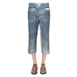 SUNNEI Men's Textured Relaxed Fit Cropped Trousers Men BLUE Pants